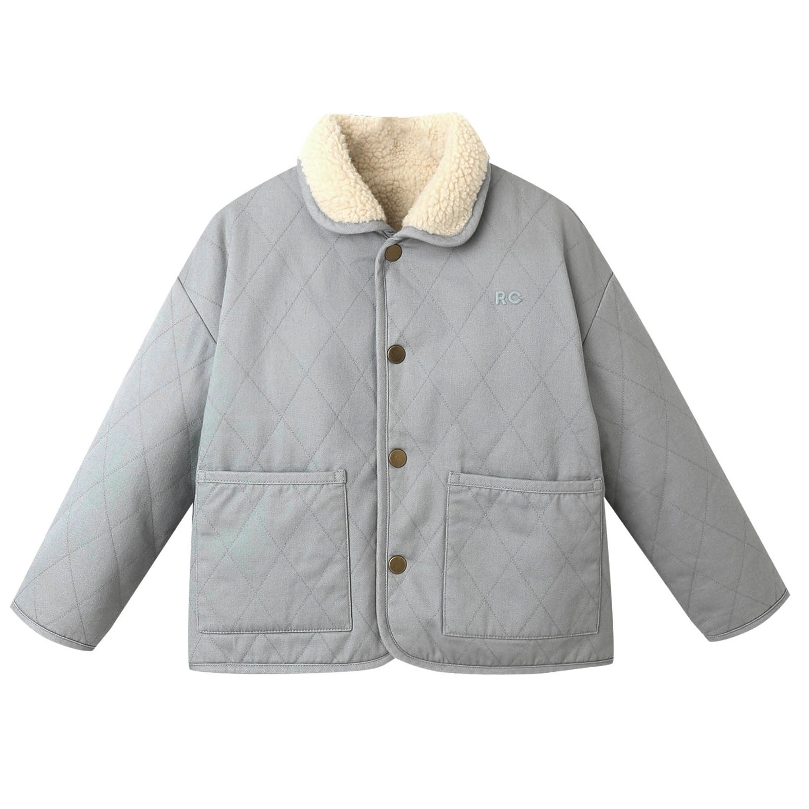 Quilted Winter Coat || Dusty Blue