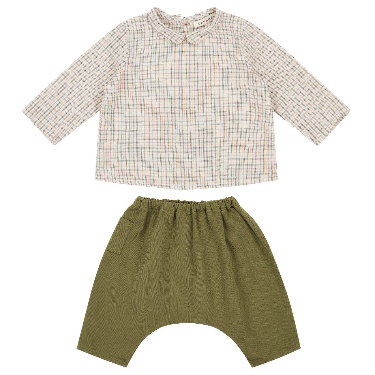 Orange Check Carrot Shirt & Moss Ficus Trouser