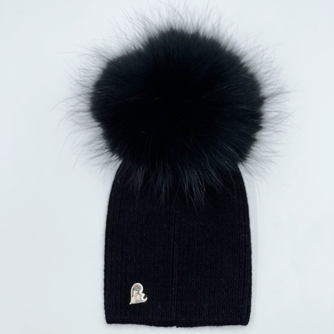 Angora Single Pom Pom Hat | Black