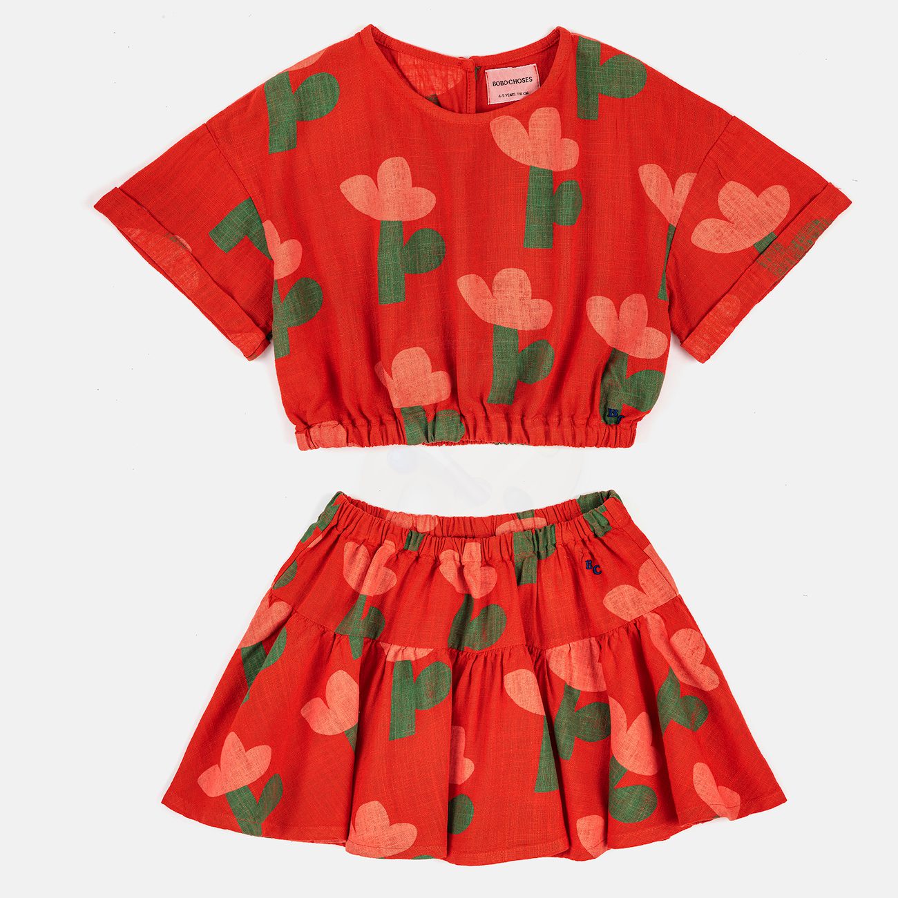 Sea Flower All Over Woven Short Sleeve Top & Skirt