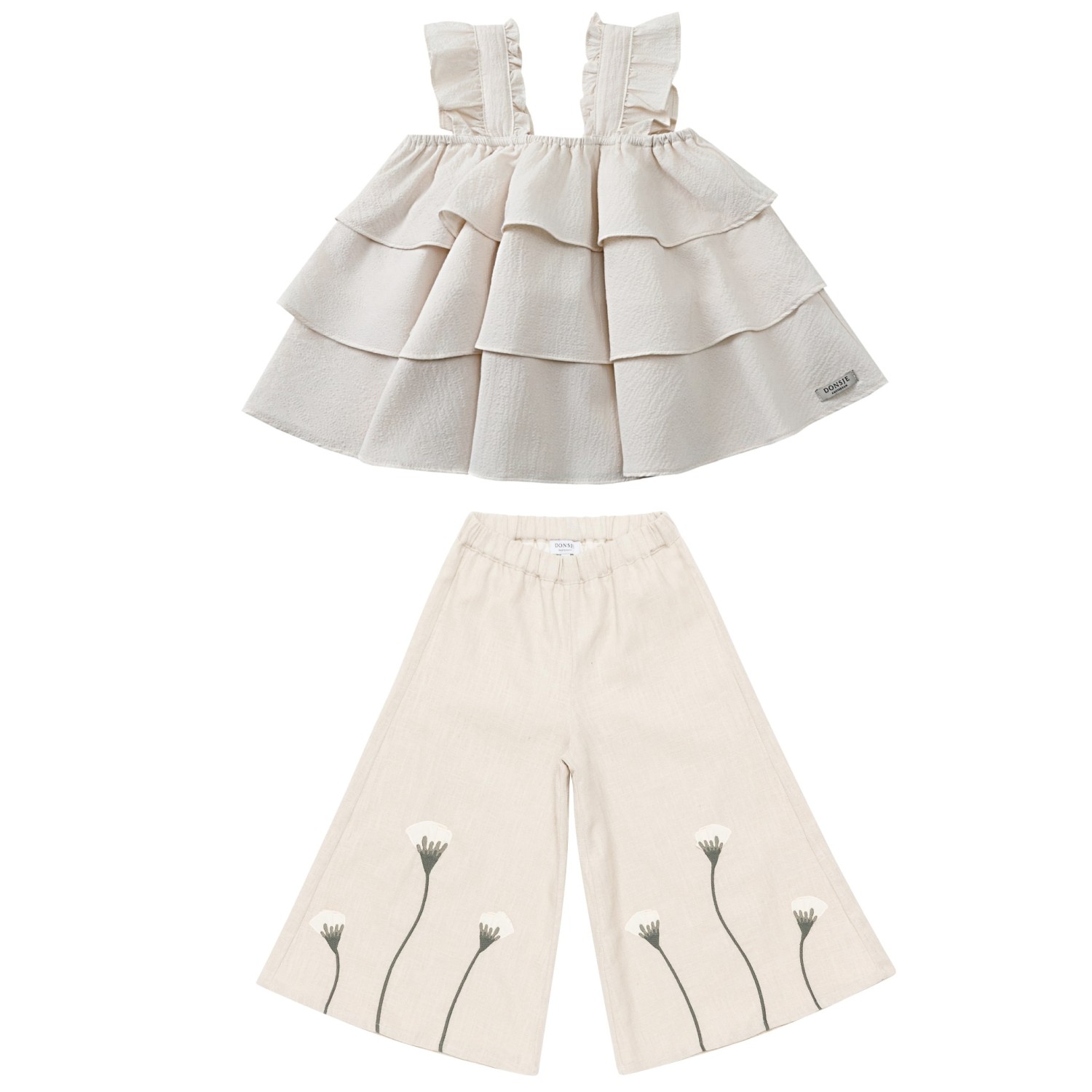 Doortje Top & Fifis Linen Trousers Poppy | Warm White/Soft Sand