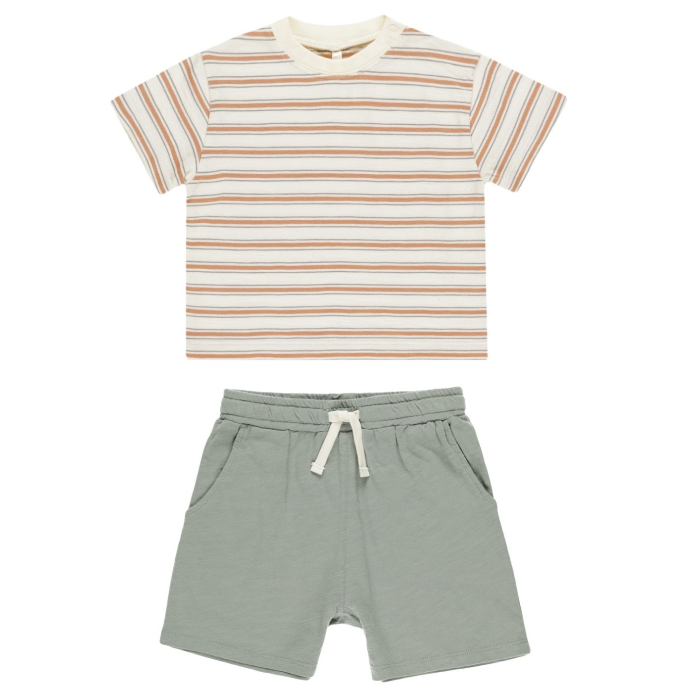 Relaxed Tee Grapefruit Stripe & Sam Short Eucalyptus