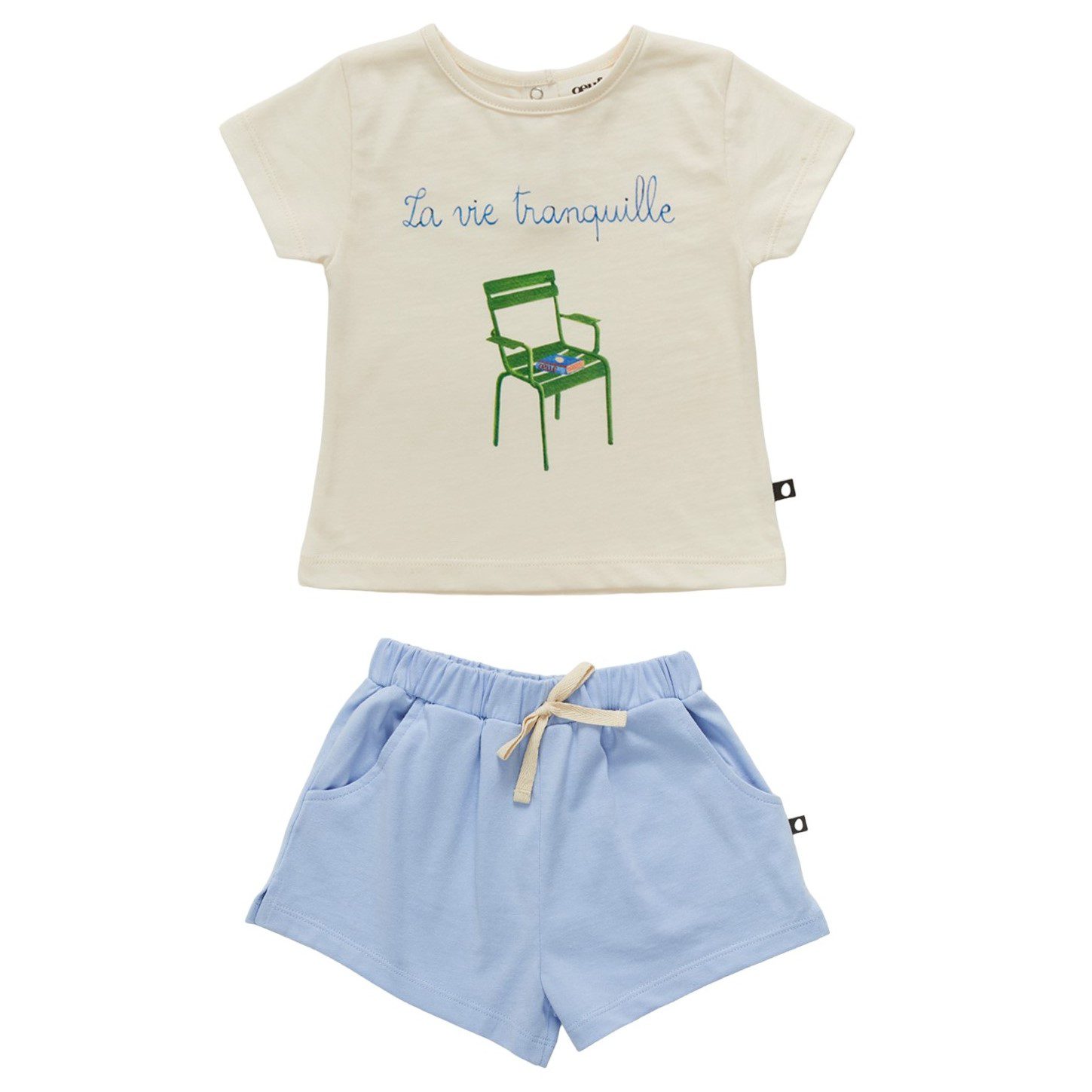 Tee Shirt La Vie Tranquille & Play Shorts Ciel