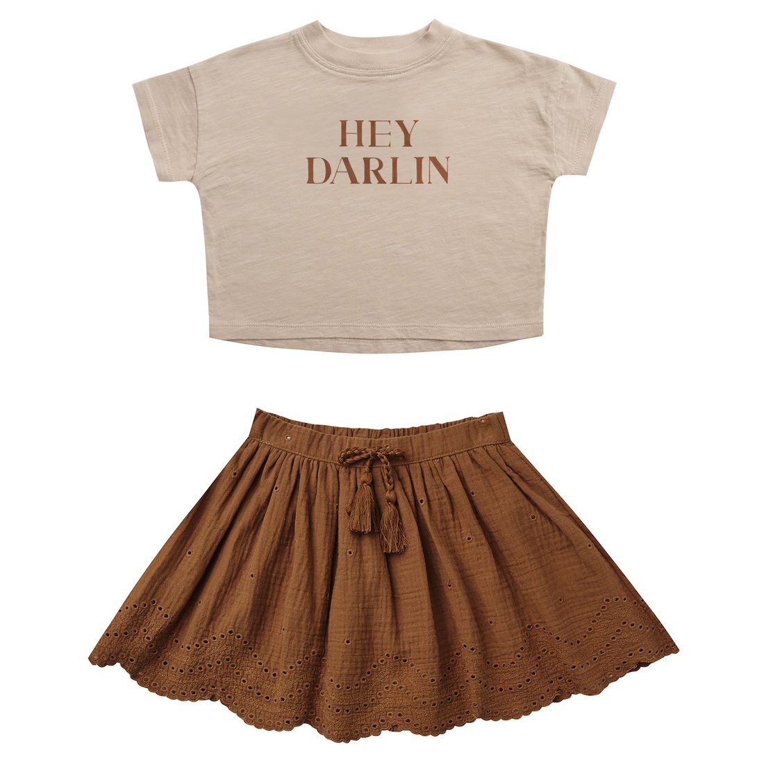 Hey Darlin' Boxy Tee & Rust Mini Skirt