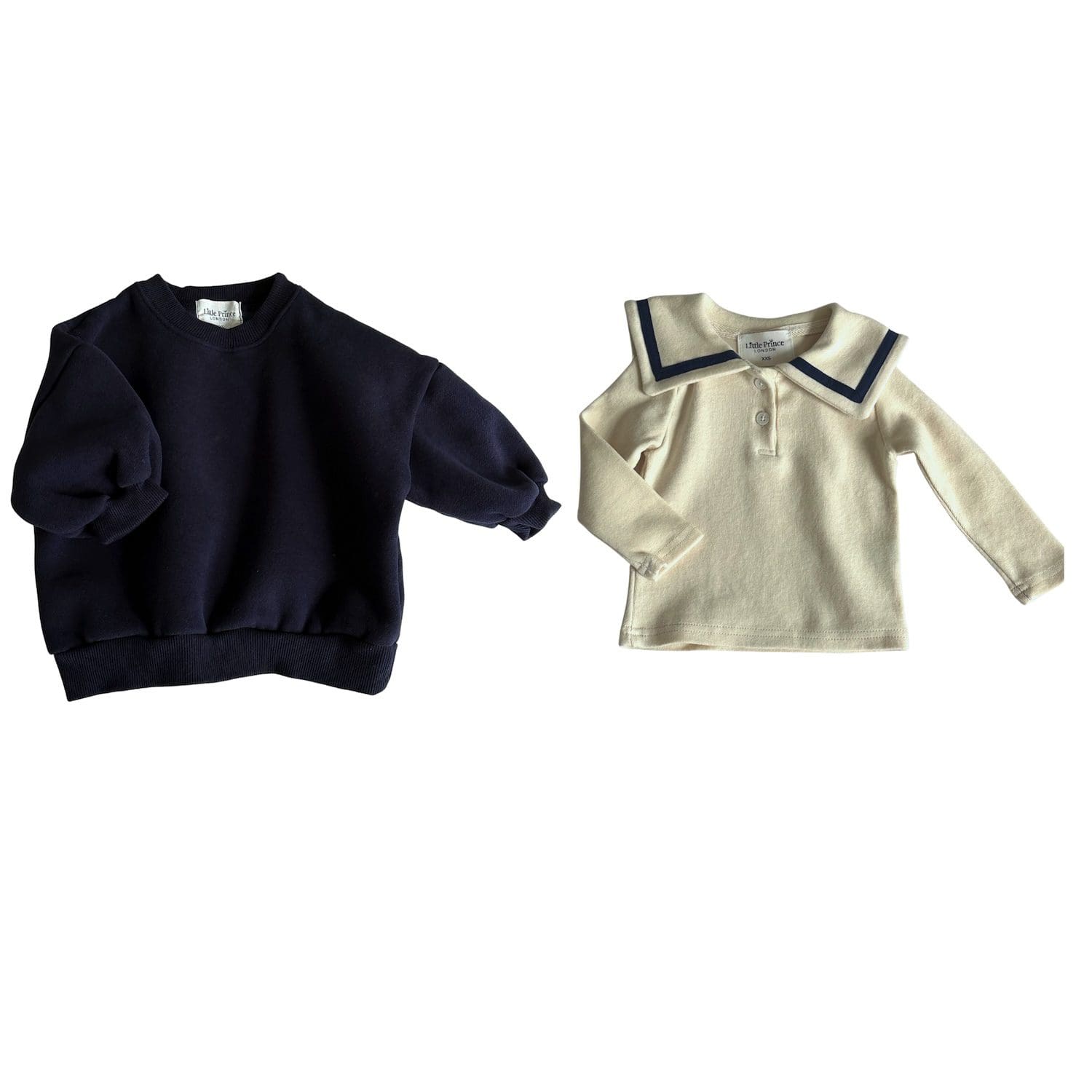 Navy Fleece Cotton Sweatshirt & Navy Trim Sailor Top