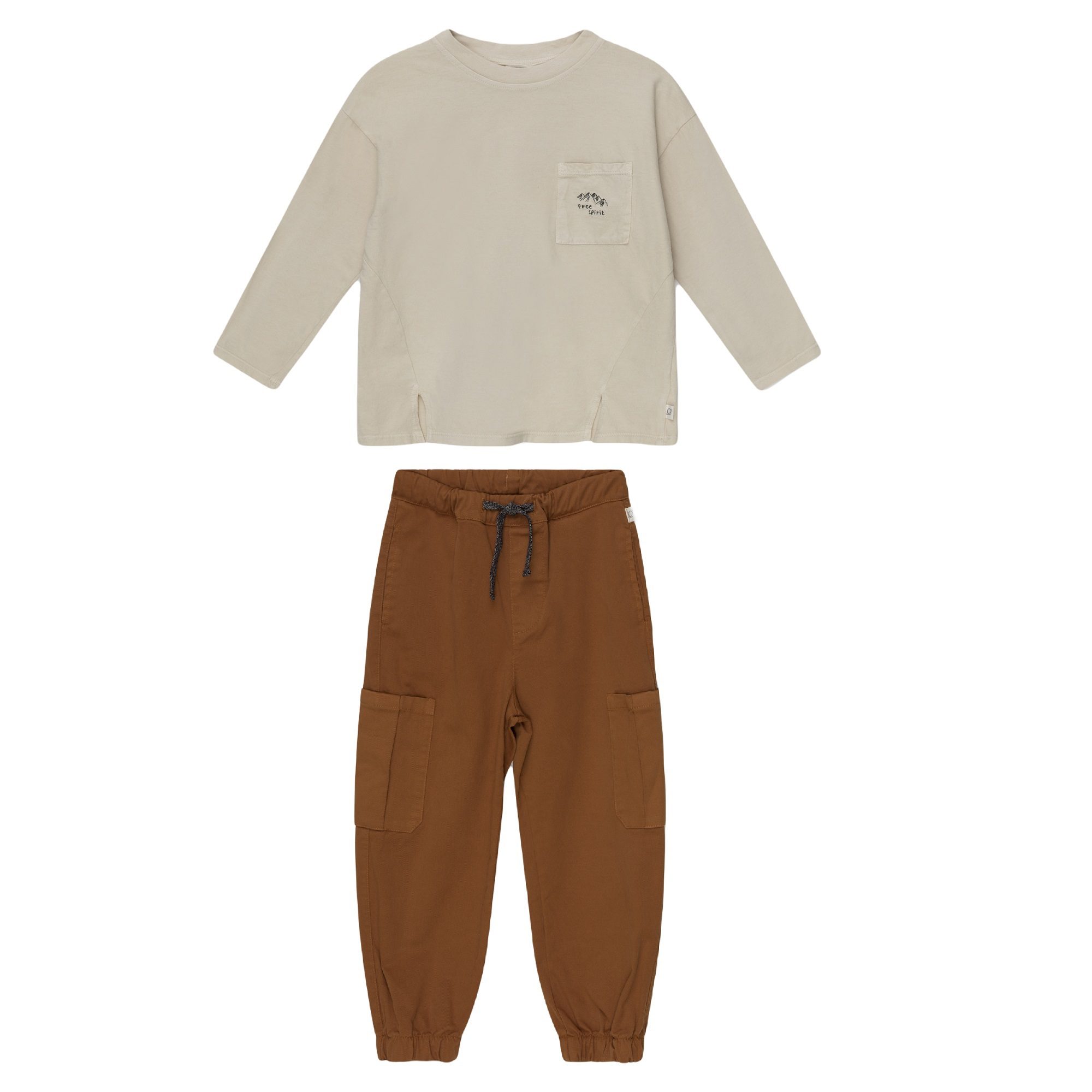 Embroidered Top & Twill Cargo Pants