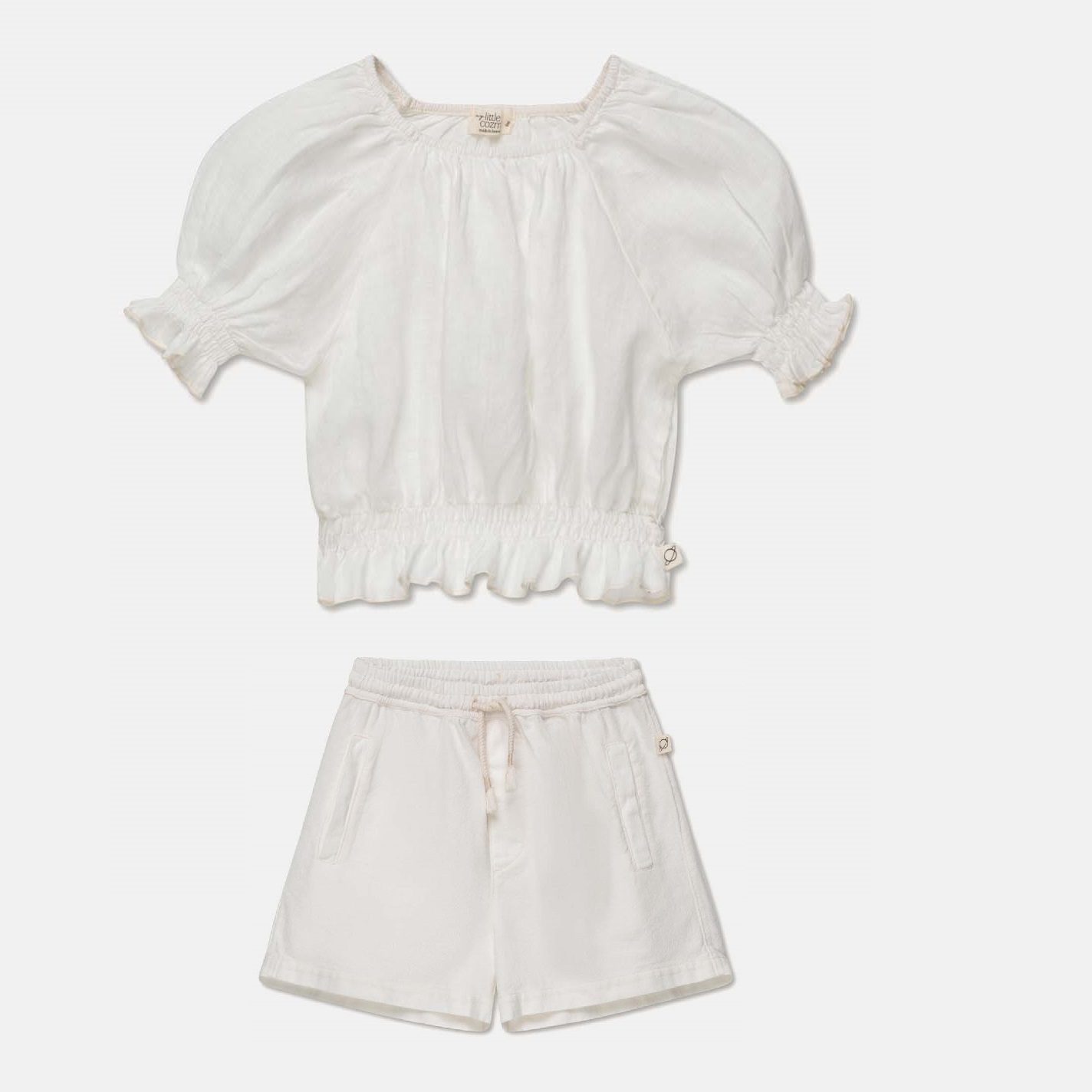 Flora Linen Crop Top & Hans Linen Shorts | Ivory