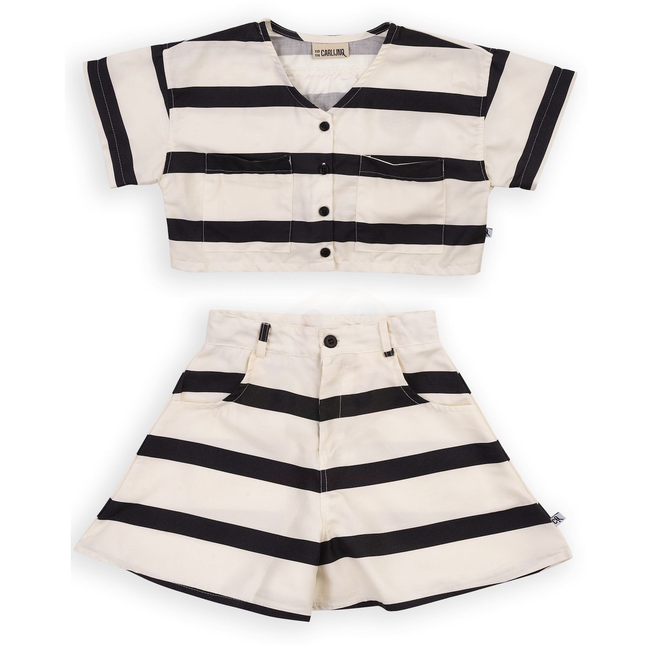 Wide Top & Wide Shorts | Stripes Black