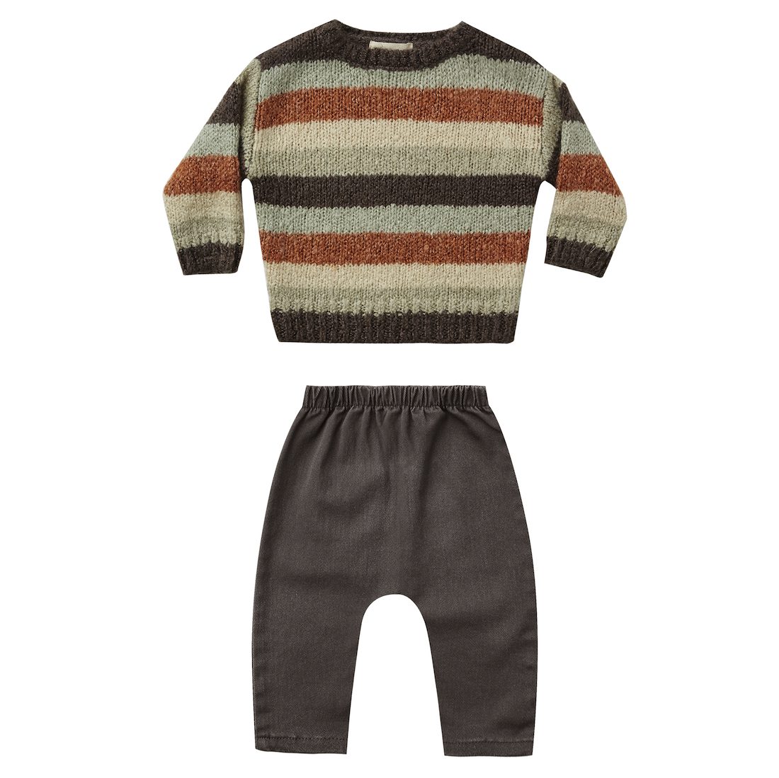 Multi Stripe Aspen Sweater & Charcoal Rowan Pant