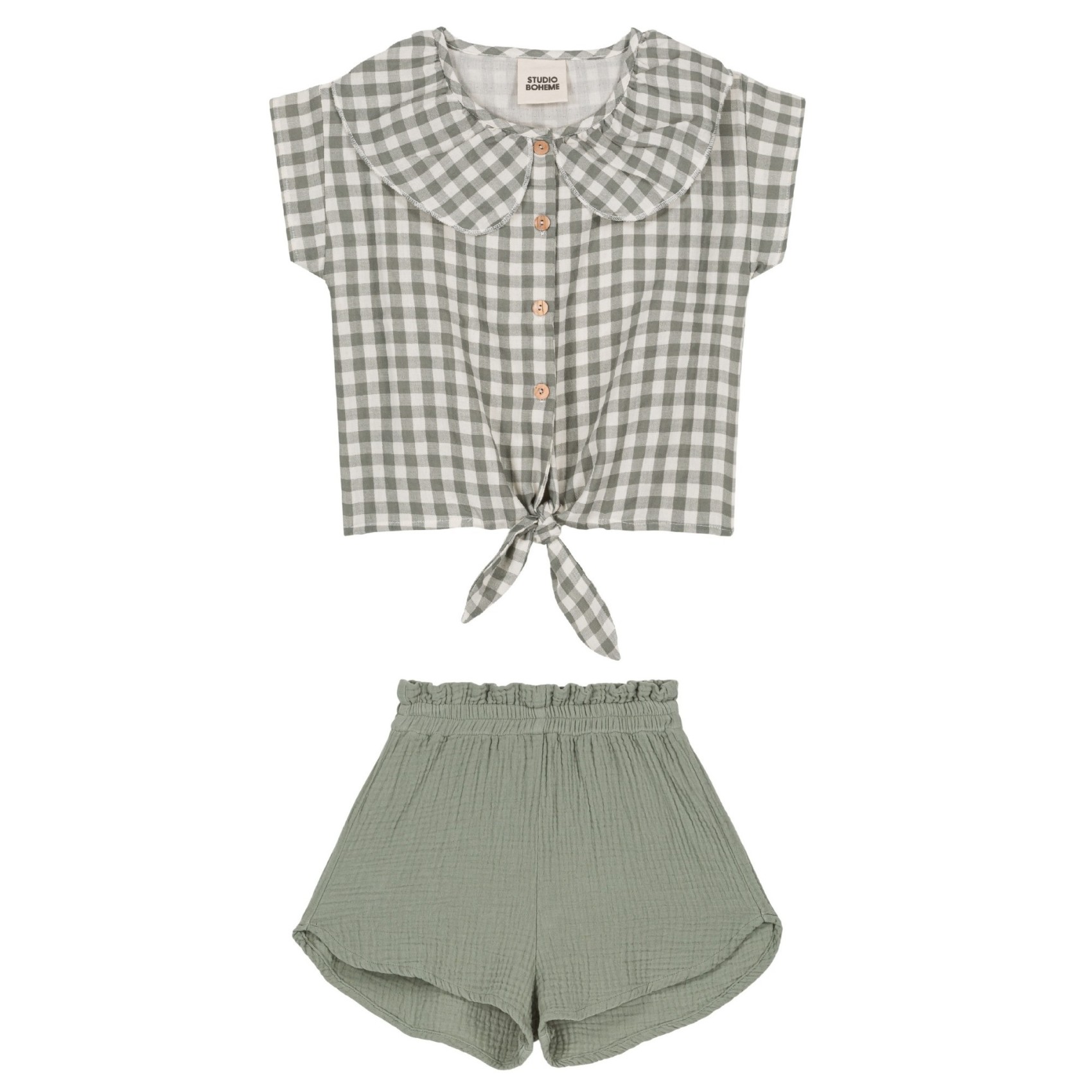 Shorts Georgette & Blosue Coco Green Grey Gingham