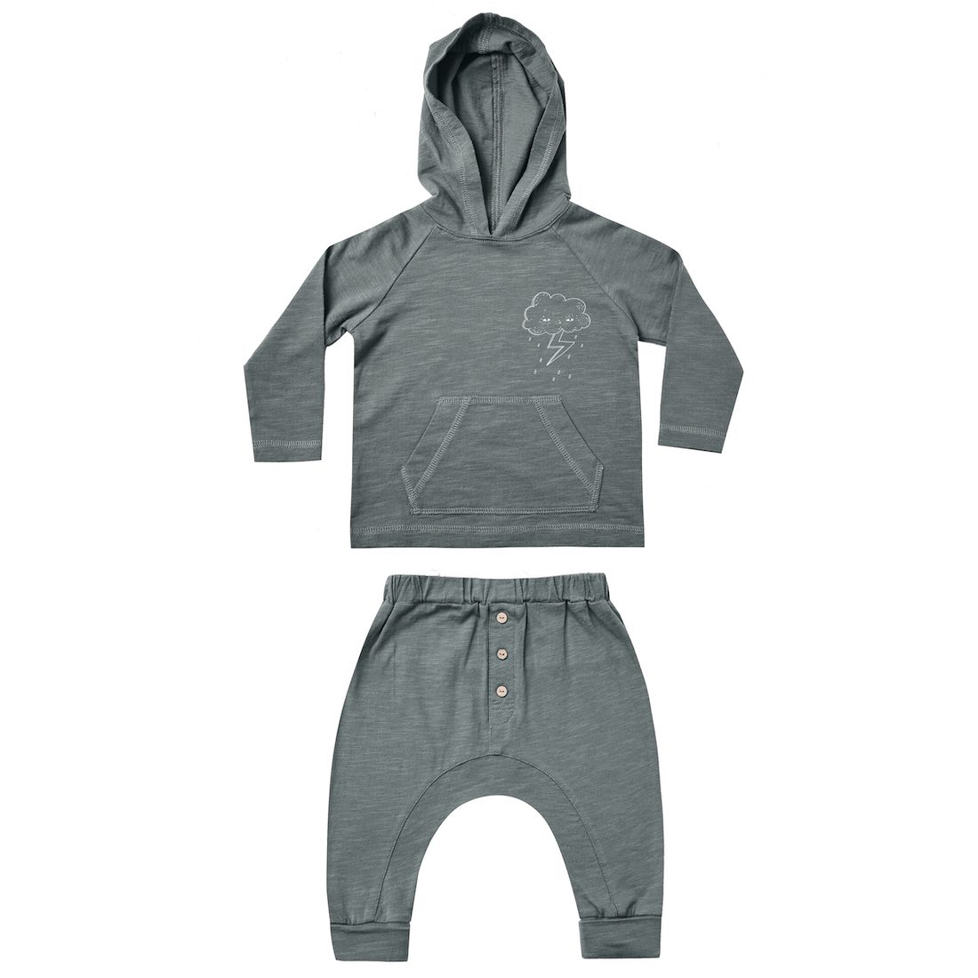Hooded Long Sleeve Tee & Baby Cru Pant | Indigo