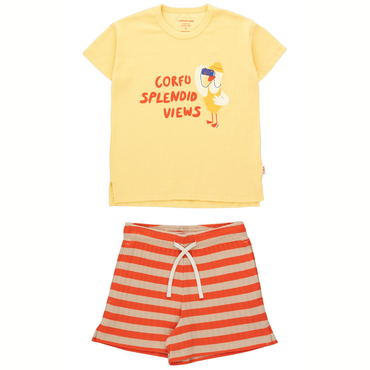 Corfu Views Tee & Stripes Shorts