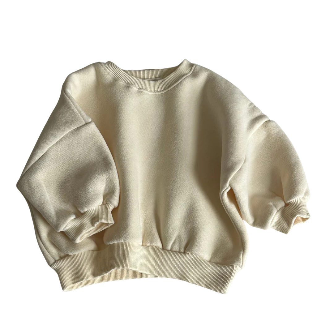 Ivory Fleece Cotton Sweatshirt & Bottle Green Trim Sailor Top