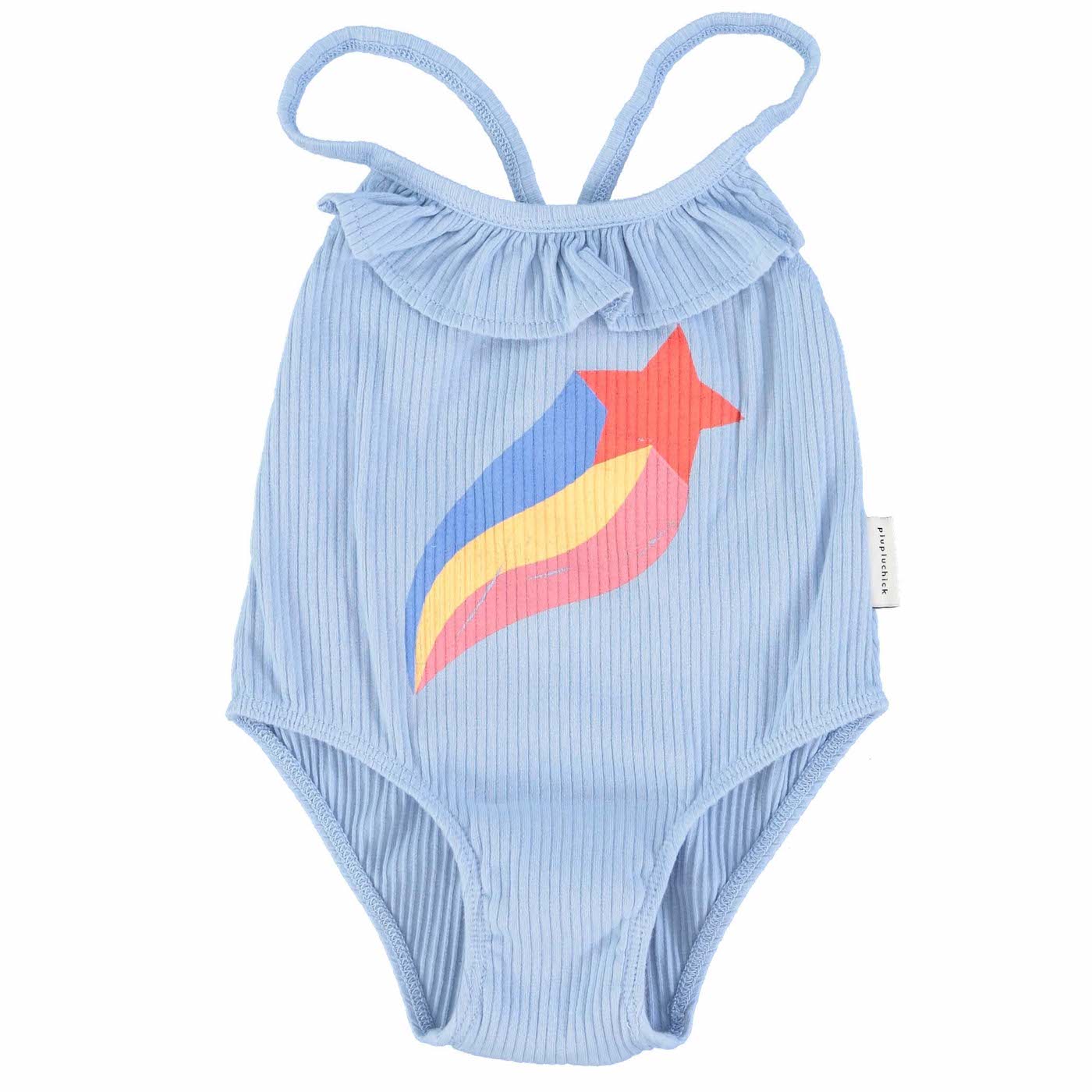 Swimsuit w/ Ruffle | Ruffle Blue W/ Star Print