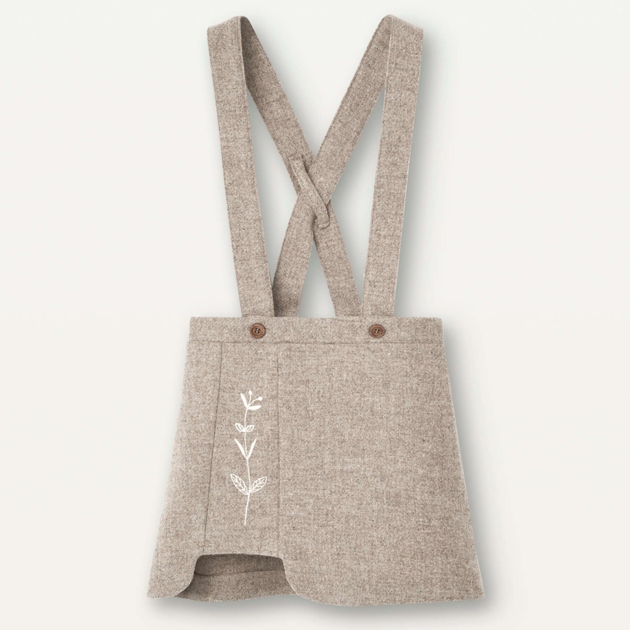 Knitted Shirt & Woolen Skirt W/ Straps