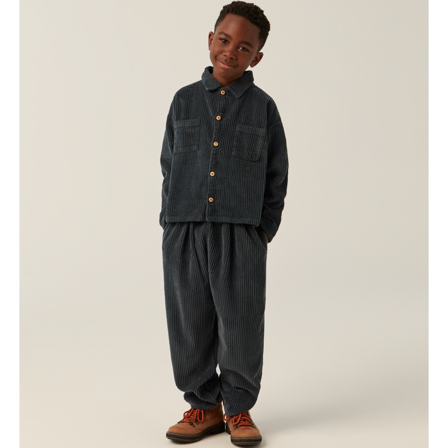 Grey Corduroy Shirt & Trousers