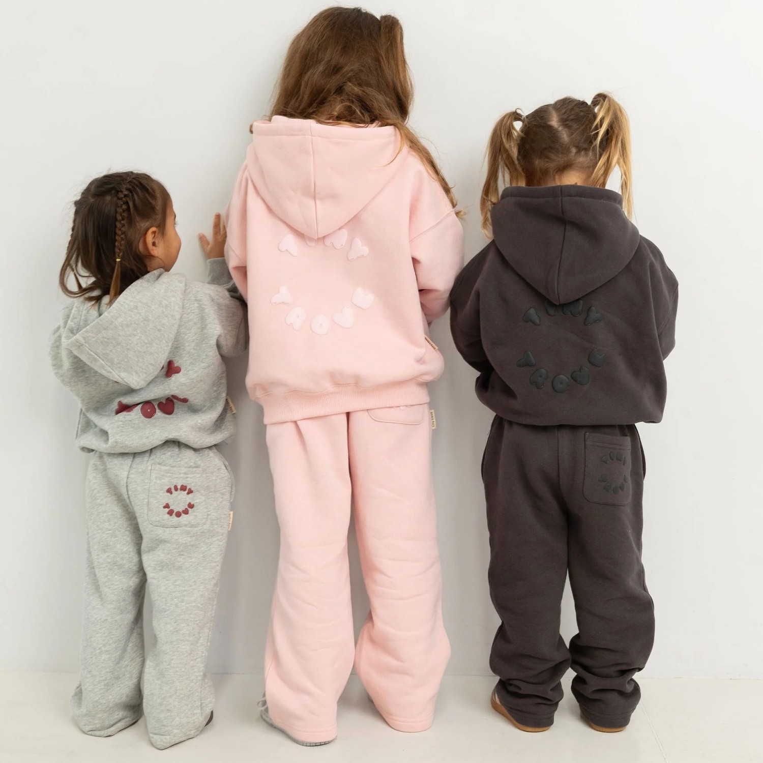 Sporty Puff Print Cotton Hoodie Tracksuit Set Grey Marle