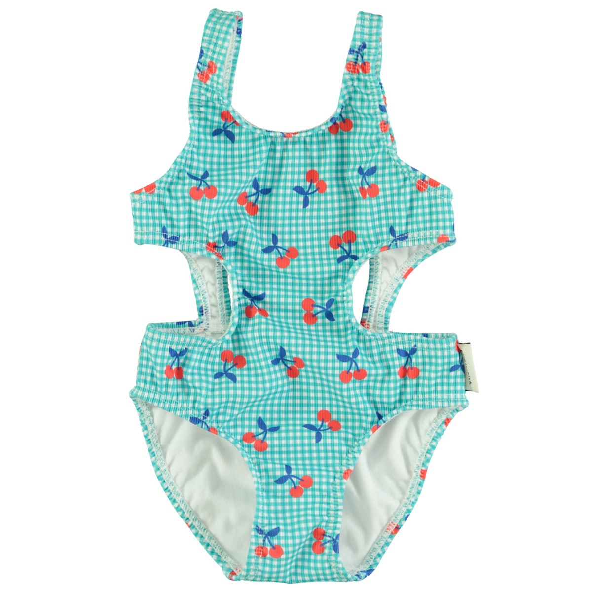 Trikini | Turquoise & White Checkered W/ Cherries