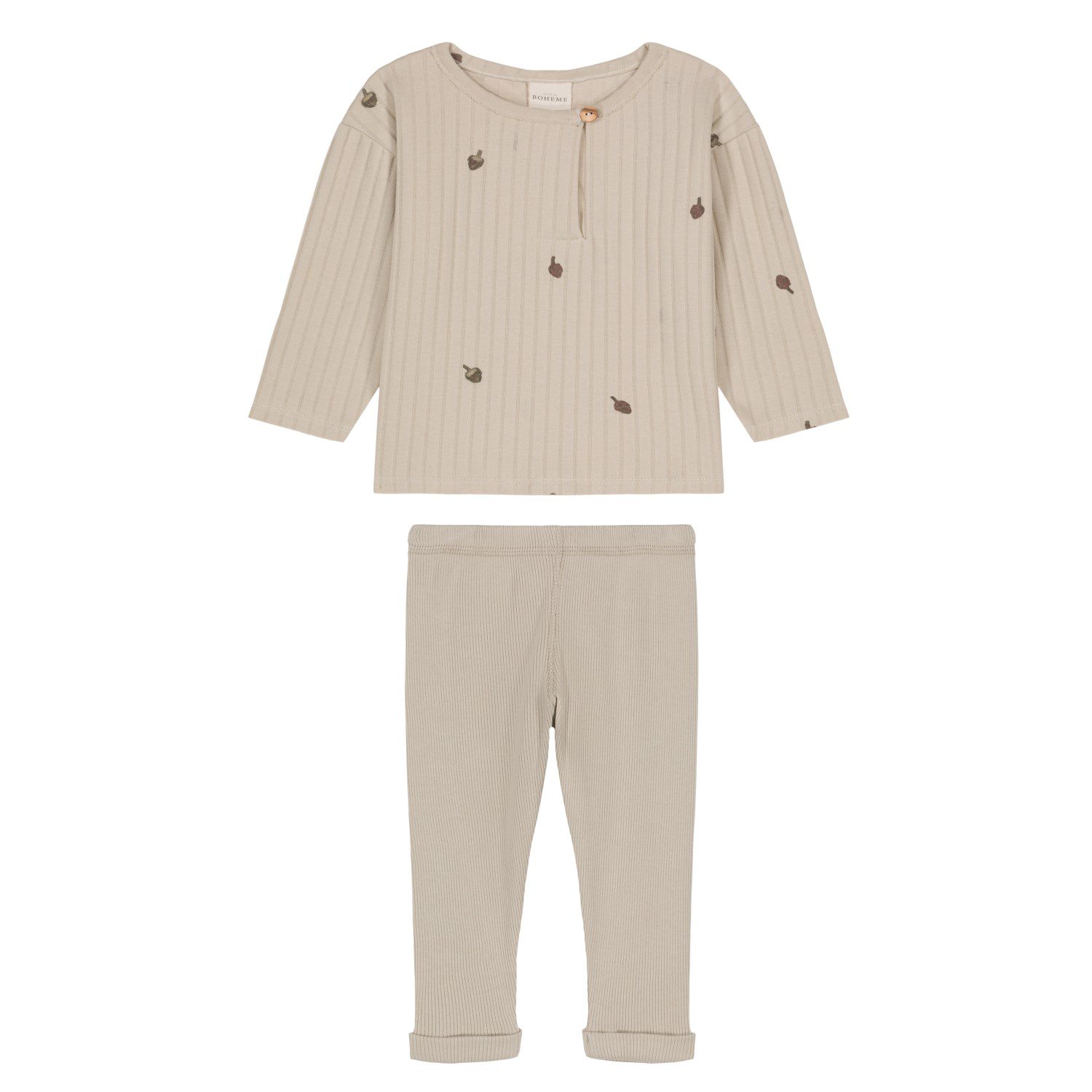 Orso Top In Artichoke Grey & Rom Pom Leggings In Muted Grey