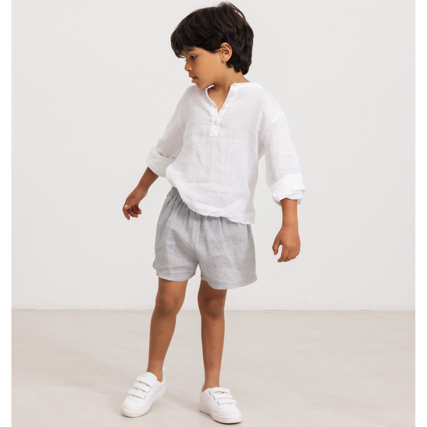 Tokyo Shirt White & Pina Shorts Mini Check